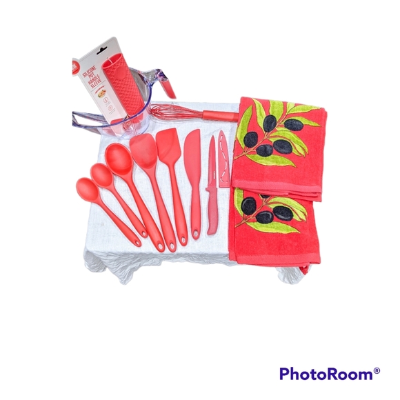 Kitchen, Utensils, Faberware, Bundle, Red, Matching Set, Towels, Cooking, - Picture 6 of 6